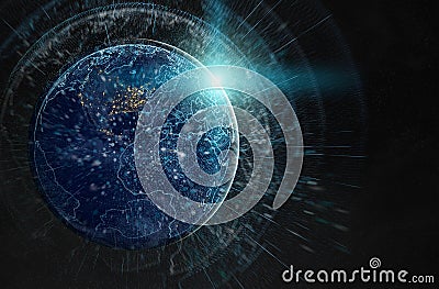 Global datas exchanges and connections system over the globe 3D rendering elements of this image furnished by NASA Stock Photo