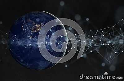 Global datas exchanges and connections system over the globe 3D rendering elements of this image furnished by NASA Stock Photo