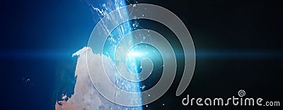 Global datas exchanges and connections system over the globe 3D rendering elements of this image furnished by NASA Stock Photo