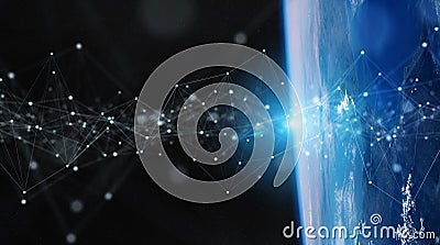Global datas exchanges and connections system over the globe 3D rendering elements of this image furnished by NASA Stock Photo
