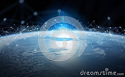 Global datas exchanges and connections system over the globe 3D rendering elements of this image furnished by NASA Stock Photo