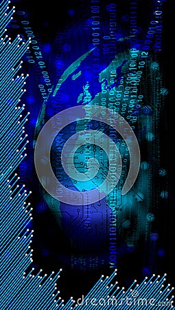 Global digital technology concept. digital blue data orbits. world network technology. technology communication. Stock Photo