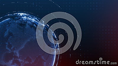 Global earth rotating digital world breaking news Studio Background for news report and breaking news on world live report Stock Photo