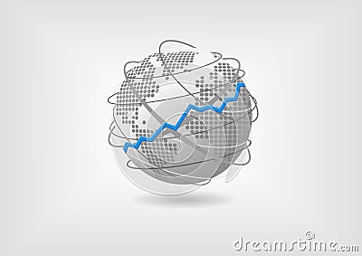 Global economic growth concept as illustration. Bullish prospering world economy represented by globe Vector Illustration