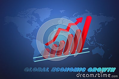 The global economy business concept with 3D growth chart Stock Photo