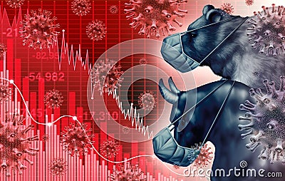 Global Economy Pandemic Fear Cartoon Illustration