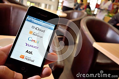 Global email services on new smartphone Editorial Stock Photo