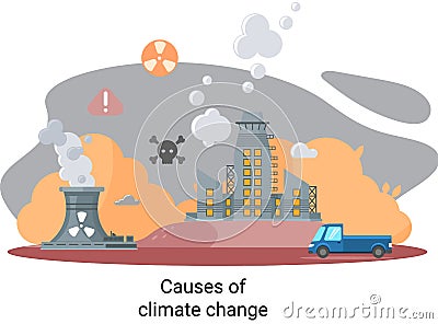 Global environmental problems. Land degradation. Soil erosion, desertification. Climate change metaphor Vector Illustration