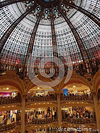 Galeries Lafayette in Paris Editorial Stock Photo