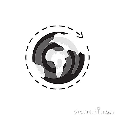 Global expansion thin line icon. Globe with around arrow. Globalization Cartoon Illustration