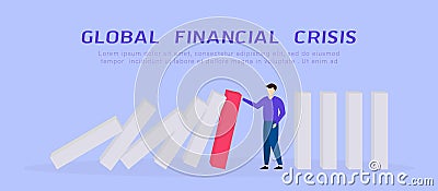 Financial crisis. Domino Vector Illustration