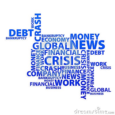 Global financial crisis text news web Vector Illustration