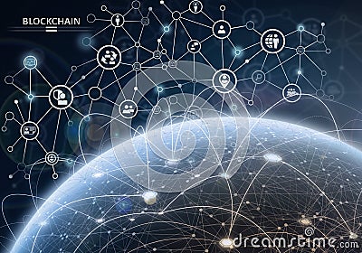 Global financial network. Blockchain encryption concept Stock Photo