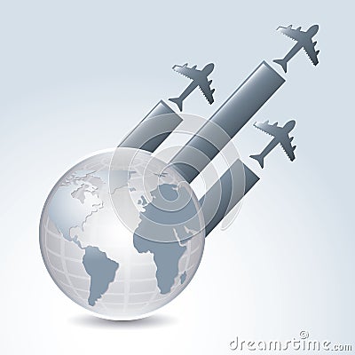 Global flights Cartoon Illustration