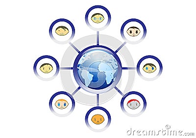 Global Friends Network Illustration Vector Illustration