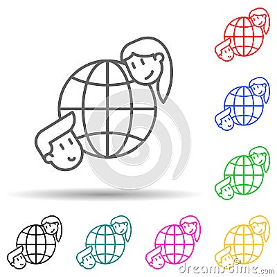 global friendship multi color style icon. Simple thin line, outline of friendship icons for ui and ux, website or mobile Stock Photo