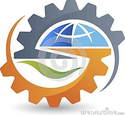 Global gear logo Vector Illustration