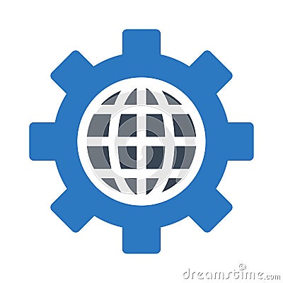 Global gear vector glyph color icon Stock Photo