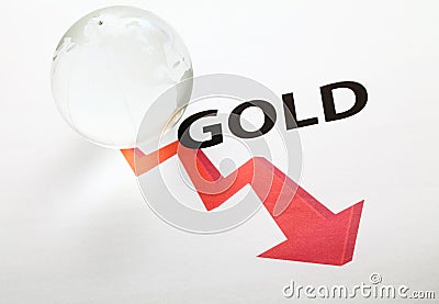 Global gold price drop concept Stock Photo