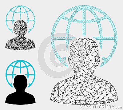 Global Governor Vector Mesh 2D Model and Triangle Mosaic Icon Vector Illustration