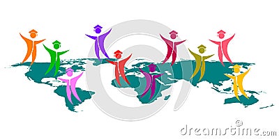 Global graduates Vector Illustration