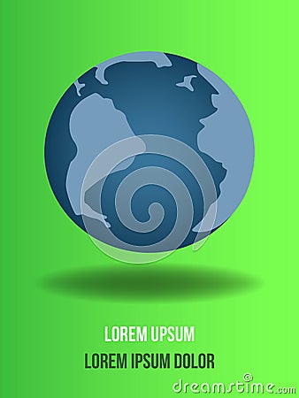 Global on green background. Go Green Ecology Background for Environmental Respect Posters Vector Illustration