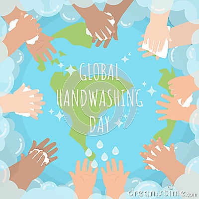 Global handwashing day with bubble Vector Illustration