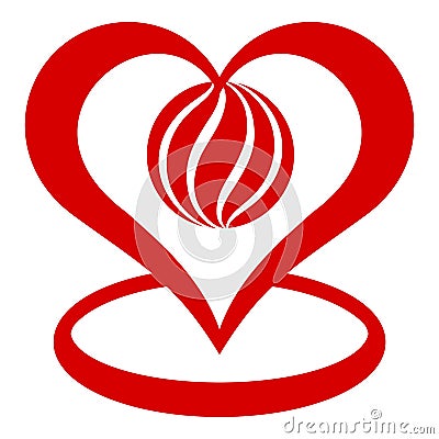 Global heart icon, simple style Vector Illustration