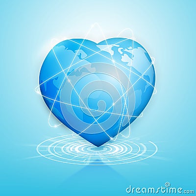 Global heart technology connection worldwide. Stock Photo