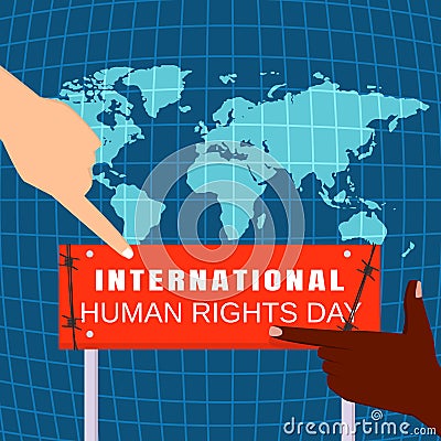 Global human rights day concept background, flat style Vector Illustration