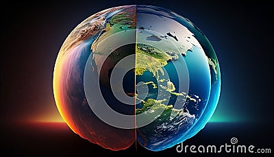 Global Illumination of Earth's Atmosphere - Ray Tracing and Diffraction, Made with Generative AI Stock Photo