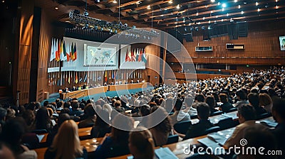 Global Imagery of a Full Conference Hall Stock Photo