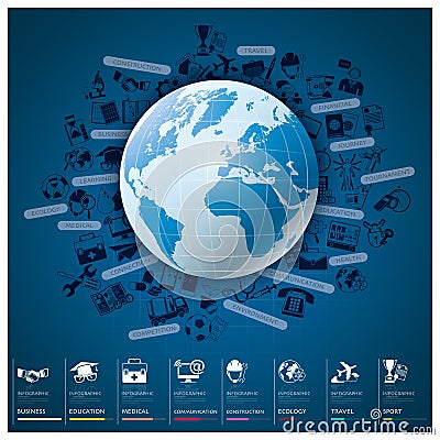 Global Index Infographic With Icon Set Chart Design Vector Illustration