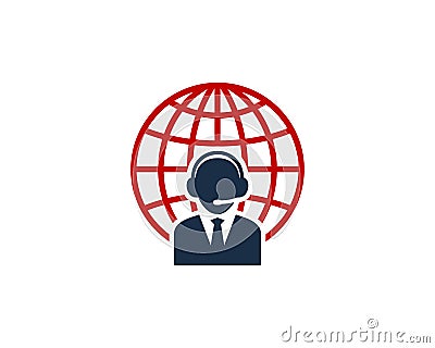 Global International Call Center Icon Logo Design Element Vector Illustration