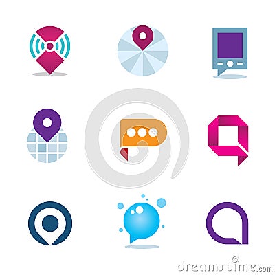 Global internet community in home system positioning logo icon Stock Photo