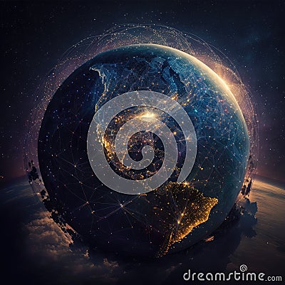The global internet connectivity and data streams - generative AI Stock Photo