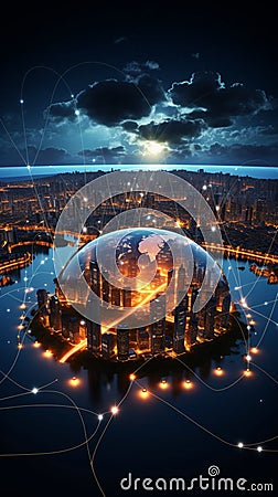 Global internet fuels smart cities, enhancing advanced communication networks worldwide Stock Photo