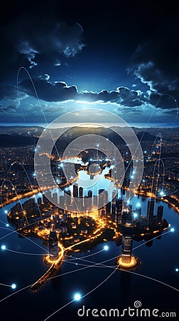 Global internet fuels smart cities, enhancing advanced communication networks worldwide Stock Photo