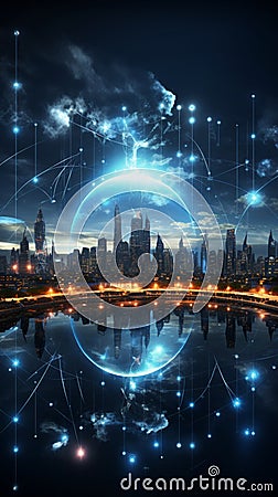 Global internet fuels smart cities, enhancing advanced communication networks worldwide Stock Photo