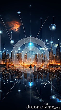 Global internet fuels smart cities, enhancing advanced communication networks worldwide Stock Photo