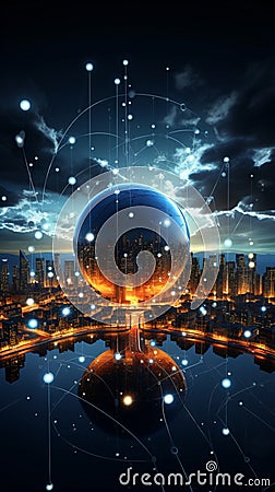 Global internet fuels smart cities, enhancing advanced communication networks worldwide Stock Photo