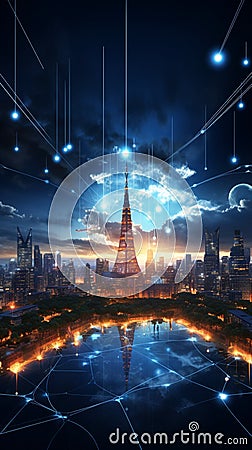 Global internet fuels smart cities, enhancing advanced communication networks worldwide Stock Photo