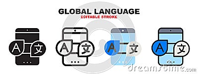 Global Language icon set with different styles Vector Illustration