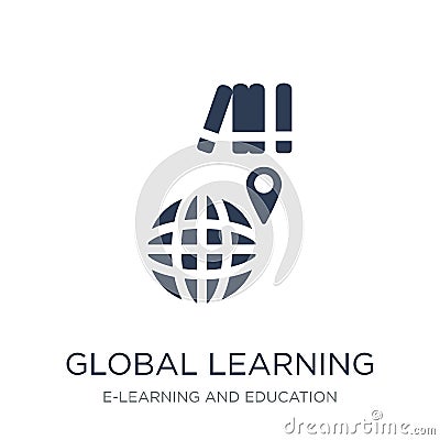 Global learning icon. Trendy flat vector Global learning icon on Vector Illustration
