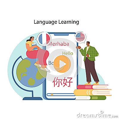 Global linguistics concept. Flat vector illustration Vector Illustration