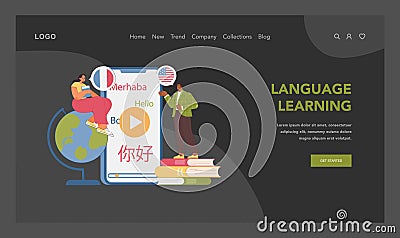 Global linguistics concept. Flat vector illustration Vector Illustration