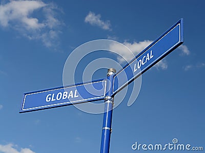 Global and local signpost Stock Photo