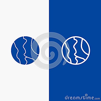 Global, Location, Map, World, Geography Line and Glyph Solid icon Blue banner Line and Glyph Solid icon Blue banner Vector Illustration