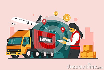 Global logistic distribution service illustration concept Vector Illustration