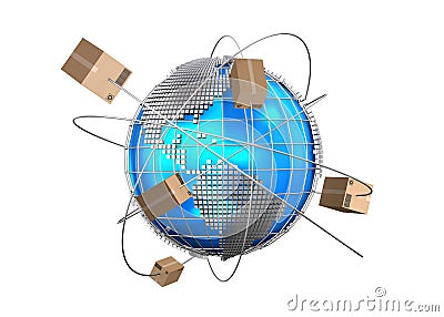 Global logistics network, cargo shipping, import-export commercia Stock Photo